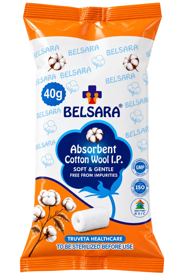 Absorbent Cotton Wool I.P. 40 g pack, Belsara brand